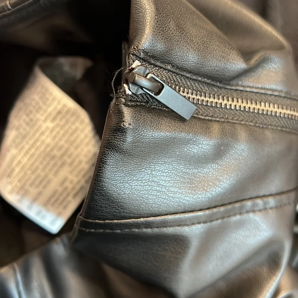 Zara Black Faux Leather Straight Pants Size M